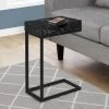 Accent Table / C-Shaped / End / Side / Snack / Storage Drawer / Living Room / Bedroom / Metal / Laminate / Black Marble Look / Contemporary / Modern - Monarch Specialties I 3604