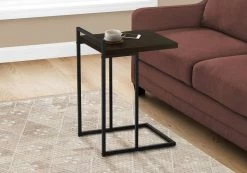 Accent Table / C-Shaped / End / Side / Snack / Living Room / Bedroom / Metal / Laminate / Brown / Black / Contemporary / Modern - Monarch Specialties I 3635