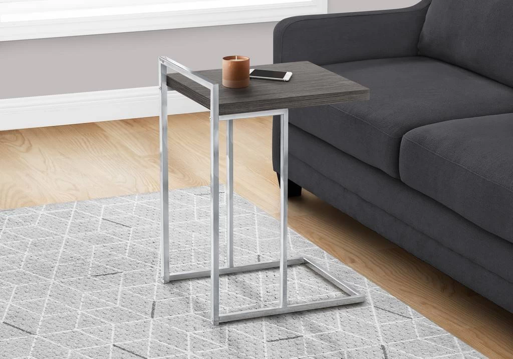 Accent Table / C-Shaped / End / Side / Snack / Living Room / Bedroom / Metal / Laminate / Grey / Chrome / Contemporary / Modern - Monarch Specialties I 3637 3 Accent Table / C-Shaped / End / Side / Snack / Living Room / Bedroom / Metal / Laminate / Grey / Chrome / Contemporary / Modern - Monarch Specialties I 3637