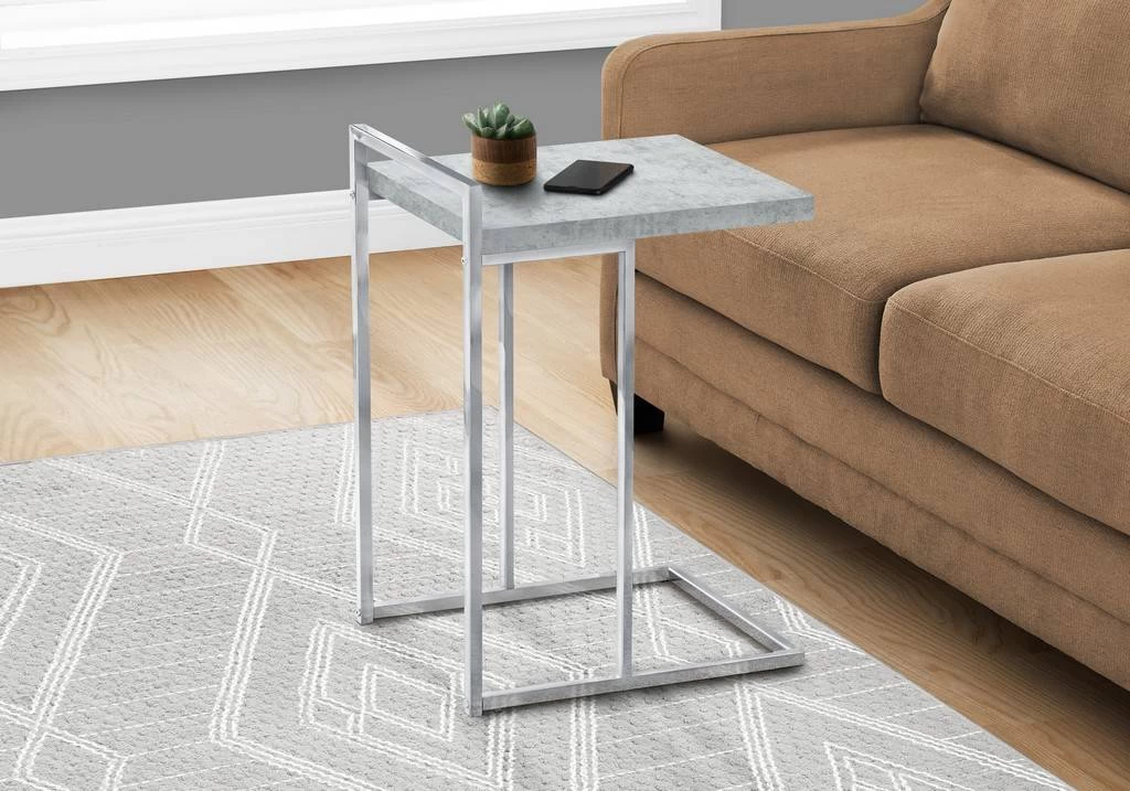 Accent Table / C-Shaped / End / Side / Snack / Living Room / Bedroom / Metal / Laminate / Grey / Chrome / Contemporary / Modern - Monarch Specialties I 3639 3 Accent Table / C-Shaped / End / Side / Snack / Living Room / Bedroom / Metal / Laminate / Grey / Chrome / Contemporary / Modern - Monarch Specialties I 3639