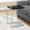 Accent Table / C-Shaped / End / Side / Snack / Living Room / Bedroom / Metal / Laminate / Black / Chrome / Contemporary / Modern - Monarch Specialties I 3640