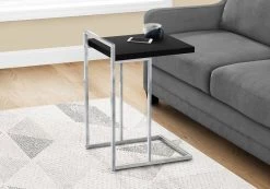 Accent Table / C-Shaped / End / Side / Snack / Living Room / Bedroom / Metal / Laminate / Black / Chrome / Contemporary / Modern - Monarch Specialties I 3640