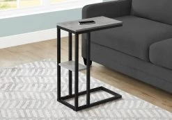 Accent Table / C-Shaped / End / Side / Snack / Living Room / Bedroom / Metal / Laminate / Grey / Black / Contemporary / Modern - Monarch Specialties I 3671