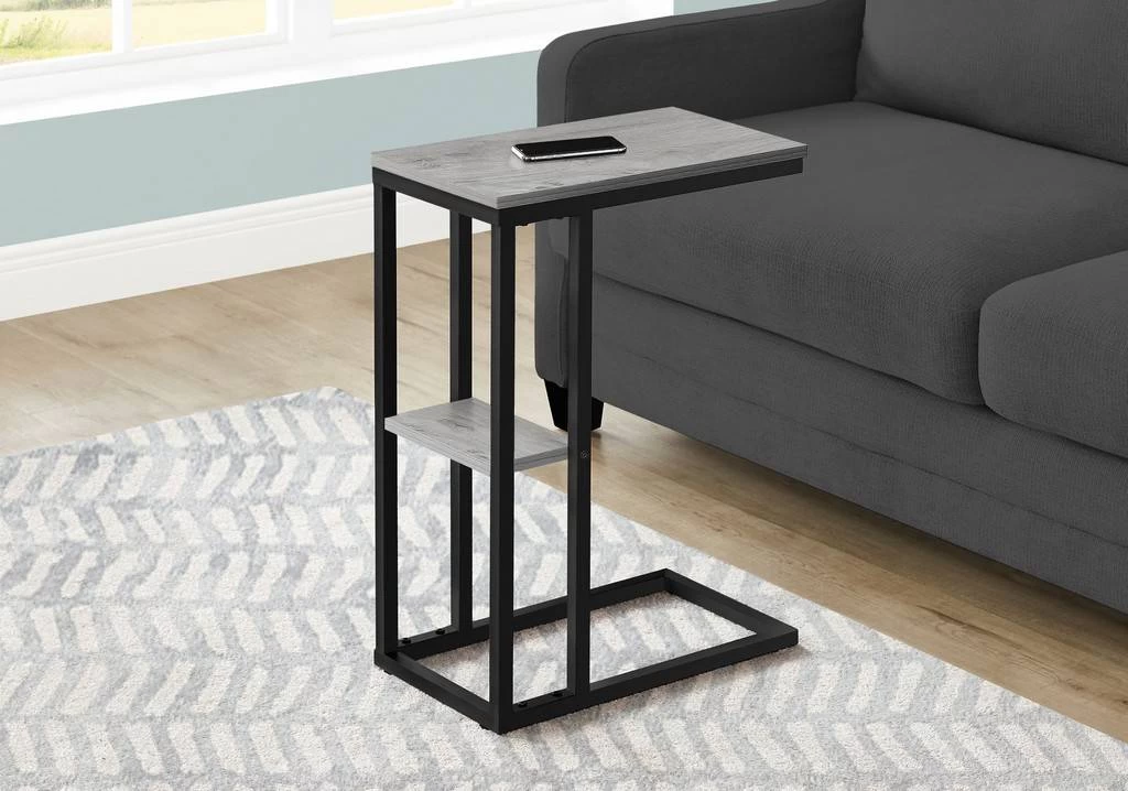 Accent Table / C-Shaped / End / Side / Snack / Living Room / Bedroom / Metal / Laminate / Grey / Black / Contemporary / Modern - Monarch Specialties I 3671 3 Accent Table / C-Shaped / End / Side / Snack / Living Room / Bedroom / Metal / Laminate / Grey / Black / Contemporary / Modern - Monarch Specialties I 3671