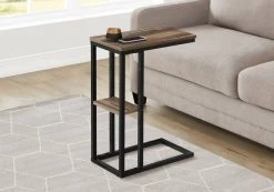 Accent Table / C-Shaped / End / Side / Snack / Living Room / Bedroom / Metal / Laminate / Brown / Black / Contemporary / Modern - Monarch Specialties I 3673
