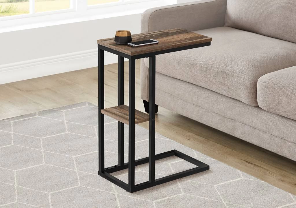 Accent Table / C-Shaped / End / Side / Snack / Living Room / Bedroom / Metal / Laminate / Brown / Black / Contemporary / Modern - Monarch Specialties I 3673 3 Accent Table / C-Shaped / End / Side / Snack / Living Room / Bedroom / Metal / Laminate / Brown / Black / Contemporary / Modern - Monarch Specialties I 3673