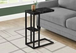 Accent Table / C-Shaped / End / Side / Snack / Living Room / Bedroom / Metal / Laminate / Black Marble Look / Contemporary / Modern - Monarch Specialties I 3674