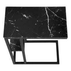 Accent Table / C-Shaped / End / Side / Snack / Living Room / Bedroom / Metal / Laminate / Black Marble Look / Contemporary / Modern - Monarch Specialties I 3674 -Bedroom Furniture Shop 69 i 3674 10