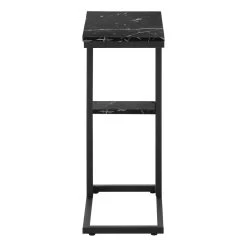Accent Table / C-Shaped / End / Side / Snack / Living Room / Bedroom / Metal / Laminate / Black Marble Look / Contemporary / Modern - Monarch Specialties I 3674 -Bedroom Furniture Shop 69 i 3674 8