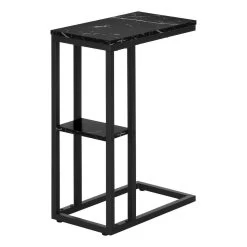 Accent Table / C-Shaped / End / Side / Snack / Living Room / Bedroom / Metal / Laminate / Black Marble Look / Contemporary / Modern - Monarch Specialties I 3674 -Bedroom Furniture Shop 69 i 3674 9