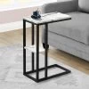 Accent Table / C-Shaped / End / Side / Snack / Living Room / Bedroom / Metal / Laminate / White Marble Look / Black / Contemporary / Modern - Monarch Specialties I 3675 2 Accent Table / C-Shaped / End / Side / Snack / Living Room / Bedroom / Metal / Laminate / White Marble Look / Black / Contemporary / Modern - Monarch Specialties I 3675 -Bedroom Furniture Shop 69 i 3675 1