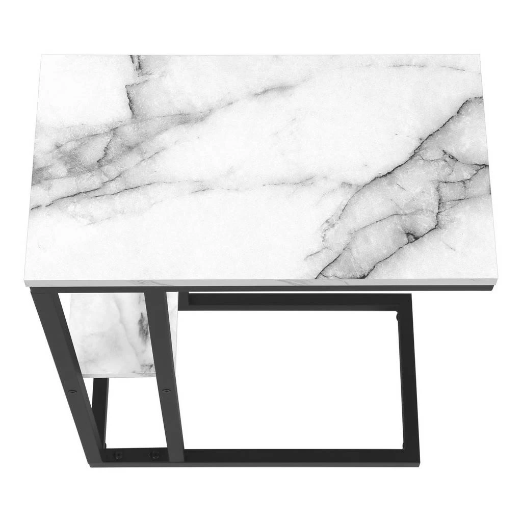 Accent Table / C-Shaped / End / Side / Snack / Living Room / Bedroom / Metal / Laminate / White Marble Look / Black / Contemporary / Modern - Monarch Specialties I 3675 8 Accent Table / C-Shaped / End / Side / Snack / Living Room / Bedroom / Metal / Laminate / White Marble Look / Black / Contemporary / Modern - Monarch Specialties I 3675 - Image 6