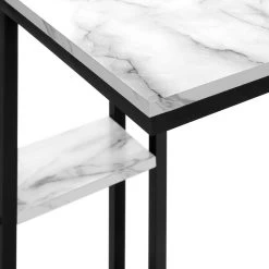 Accent Table / C-Shaped / End / Side / Snack / Living Room / Bedroom / Metal / Laminate / White Marble Look / Black / Contemporary / Modern - Monarch Specialties I 3675 17 Accent Table / C-Shaped / End / Side / Snack / Living Room / Bedroom / Metal / Laminate / White Marble Look / Black / Contemporary / Modern - Monarch Specialties I 3675 -Bedroom Furniture Shop 69 i 3675 11