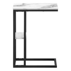 Accent Table / C-Shaped / End / Side / Snack / Living Room / Bedroom / Metal / Laminate / White Marble Look / Black / Contemporary / Modern - Monarch Specialties I 3675 13 Accent Table / C-Shaped / End / Side / Snack / Living Room / Bedroom / Metal / Laminate / White Marble Look / Black / Contemporary / Modern - Monarch Specialties I 3675 -Bedroom Furniture Shop 69 i 3675 7