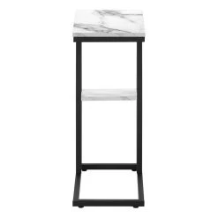 Accent Table / C-Shaped / End / Side / Snack / Living Room / Bedroom / Metal / Laminate / White Marble Look / Black / Contemporary / Modern - Monarch Specialties I 3675 14 Accent Table / C-Shaped / End / Side / Snack / Living Room / Bedroom / Metal / Laminate / White Marble Look / Black / Contemporary / Modern - Monarch Specialties I 3675 -Bedroom Furniture Shop 69 i 3675 8