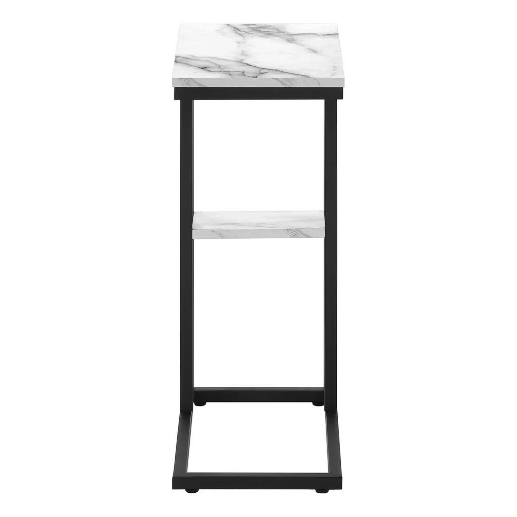 Accent Table / C-Shaped / End / Side / Snack / Living Room / Bedroom / Metal / Laminate / White Marble Look / Black / Contemporary / Modern - Monarch Specialties I 3675 6 Accent Table / C-Shaped / End / Side / Snack / Living Room / Bedroom / Metal / Laminate / White Marble Look / Black / Contemporary / Modern - Monarch Specialties I 3675 - Image 4
