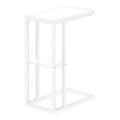 Accent Table / C-Shaped / End / Side / Snack / Living Room / Bedroom / Metal / Laminate / White / Contemporary / Modern - Monarch Specialties I 3676 -Bedroom Furniture Shop 69 i 3676 8