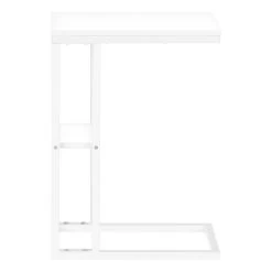 Accent Table / C-Shaped / End / Side / Snack / Living Room / Bedroom / Metal / Laminate / White / Contemporary / Modern - Monarch Specialties I 3676 -Bedroom Furniture Shop 69 i 3676 9