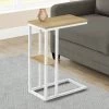Accent Table / C-Shaped / End / Side / Snack / Living Room / Bedroom / Metal / Laminate / Natural / White / Contemporary / Modern - Monarch Specialties I 3677 1 Accent Table / C-Shaped / End / Side / Snack / Living Room / Bedroom / Metal / Laminate / Natural / White / Contemporary / Modern - Monarch Specialties I 3677 -Bedroom Furniture Shop 69 i 3677 1