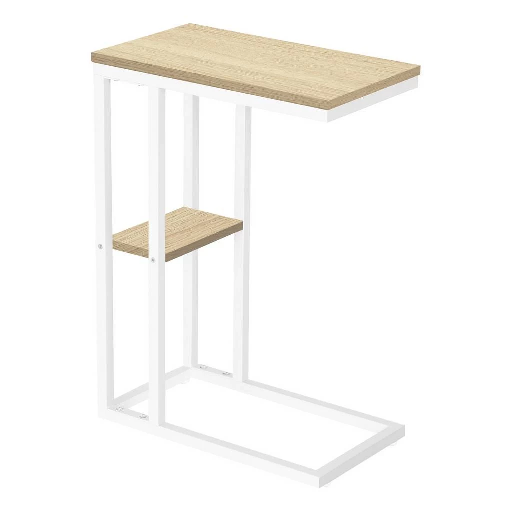 Accent Table / C-Shaped / End / Side / Snack / Living Room / Bedroom / Metal / Laminate / Natural / White / Contemporary / Modern - Monarch Specialties I 3677 4 Accent Table / C-Shaped / End / Side / Snack / Living Room / Bedroom / Metal / Laminate / Natural / White / Contemporary / Modern - Monarch Specialties I 3677 - Image 2