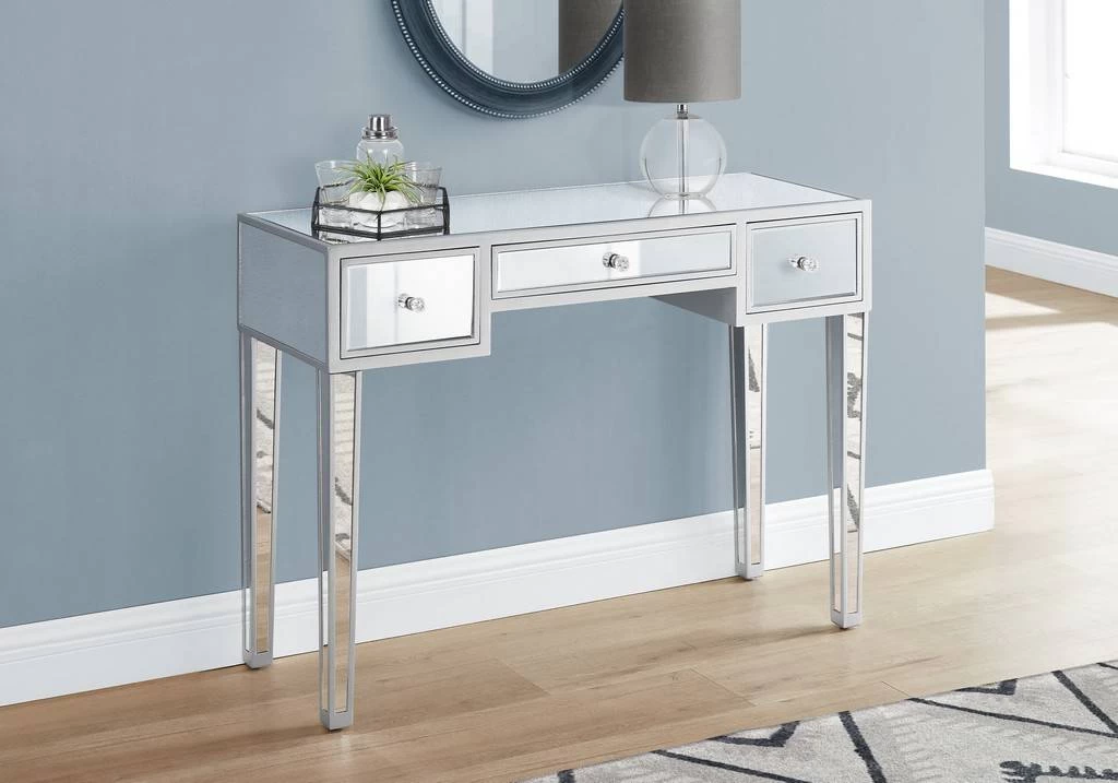 Accent Table / Console / Entryway / Narrow / Sofa / Storage Drawer / Living Room / Bedroom / Mirror / Grey / Clear / Transitional - Monarch Specialties I 3735 3 Accent Table / Console / Entryway / Narrow / Sofa / Storage Drawer / Living Room / Bedroom / Mirror / Grey / Clear / Transitional - Monarch Specialties I 3735