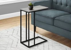 Accent Table / C-Shaped / End / Side / Snack / Living Room / Bedroom / Metal / Laminate / Grey / Black / Contemporary / Modern - Monarch Specialties I 3762