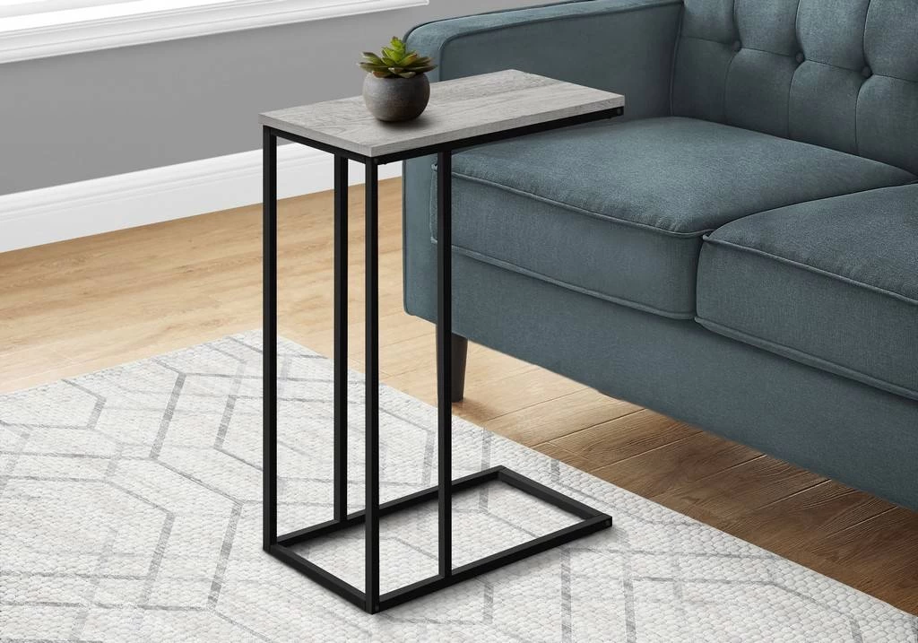 Accent Table / C-Shaped / End / Side / Snack / Living Room / Bedroom / Metal / Laminate / Grey / Black / Contemporary / Modern - Monarch Specialties I 3762 3 Accent Table / C-Shaped / End / Side / Snack / Living Room / Bedroom / Metal / Laminate / Grey / Black / Contemporary / Modern - Monarch Specialties I 3762