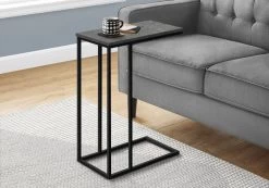 Accent Table / C-Shaped / End / Side / Snack / Living Room / Bedroom / Metal / Laminate / Grey / Black / Contemporary / Modern - Monarch Specialties I 3765