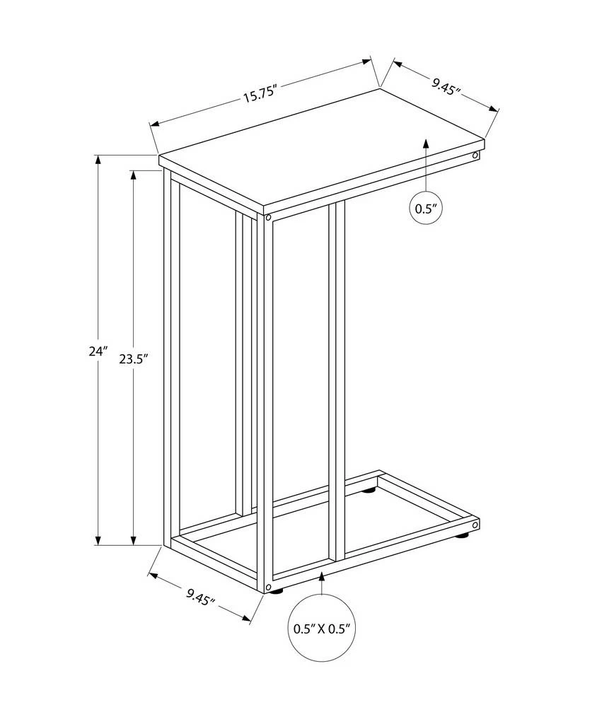 Accent Table / C-Shaped / End / Side / Snack / Living Room / Bedroom / Metal / Laminate / Grey / Black / Contemporary / Modern - Monarch Specialties I 3765 6 Accent Table / C-Shaped / End / Side / Snack / Living Room / Bedroom / Metal / Laminate / Grey / Black / Contemporary / Modern - Monarch Specialties I 3765 - Image 4