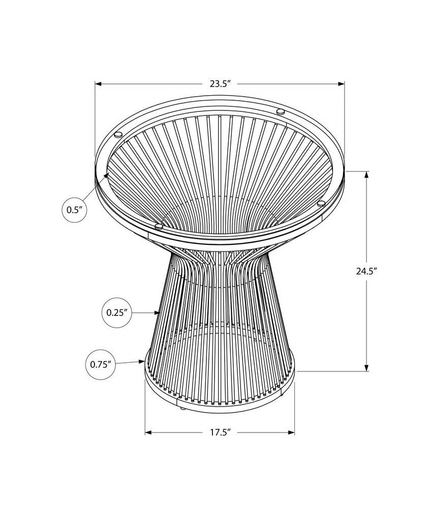 Accent Table / Side / End / Nightstand / Lamp / Living Room / Bedroom / Metal / Tempered Glass / Grey / Clear / Transitional - Monarch Specialties I 7821 6 Accent Table / Side / End / Nightstand / Lamp / Living Room / Bedroom / Metal / Tempered Glass / Grey / Clear / Transitional - Monarch Specialties I 7821 - Image 4