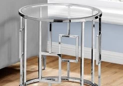 Accent Table / Side / End / Nightstand / Lamp / Living Room / Bedroom / Metal / Tempered Glass / Chrome / Clear / Transitional - Monarch Specialties I 7831 -Bedroom Furniture Shop 69 i 7831 3