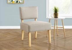 Accent Chair / Armless / Living Room / Bedroom / Fabric / Wood Legs / Beige / Natural / Transitional - Monarch Specialties I 8272