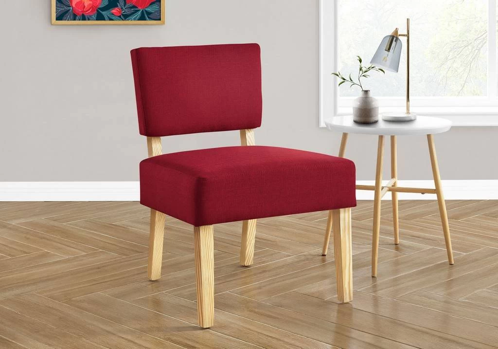 Accent Chair / Armless / Living Room / Bedroom / Fabric / Wood Legs / Red / Natural / Transitional - Monarch Specialties I 8295 3 Accent Chair / Armless / Living Room / Bedroom / Fabric / Wood Legs / Red / Natural / Transitional - Monarch Specialties I 8295