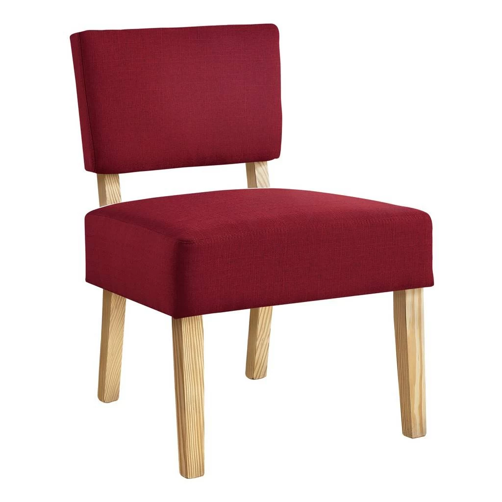 Accent Chair / Armless / Living Room / Bedroom / Fabric / Wood Legs / Red / Natural / Transitional - Monarch Specialties I 8295 4 Accent Chair / Armless / Living Room / Bedroom / Fabric / Wood Legs / Red / Natural / Transitional - Monarch Specialties I 8295 - Image 2