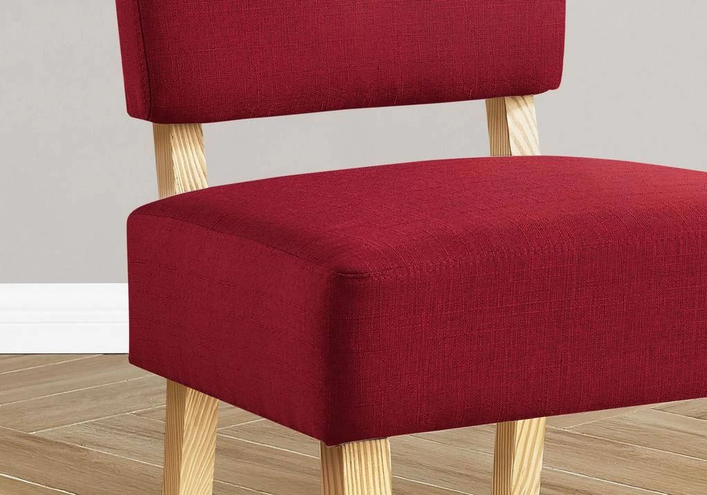 Accent Chair / Armless / Living Room / Bedroom / Fabric / Wood Legs / Red / Natural / Transitional - Monarch Specialties I 8295 5 Accent Chair / Armless / Living Room / Bedroom / Fabric / Wood Legs / Red / Natural / Transitional - Monarch Specialties I 8295 - Image 3