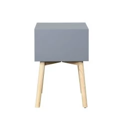 Side Table, Bedside Table With 2 Drawers And Rubber Wood Legs, Mid-Century Modern Storage Cabinet For Bedroom Living Room, Gray Gray -Bedroom Furniture Shop 69388bea6d4d492dbc62529f904edb1d