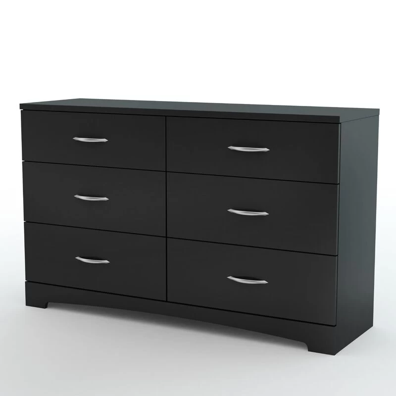 QuikFurn 6-Drawer Dresser For Contemporary Bedroom In Black Finish Black 3 QuikFurn 6-Drawer Dresser For Contemporary Bedroom In Black Finish Black