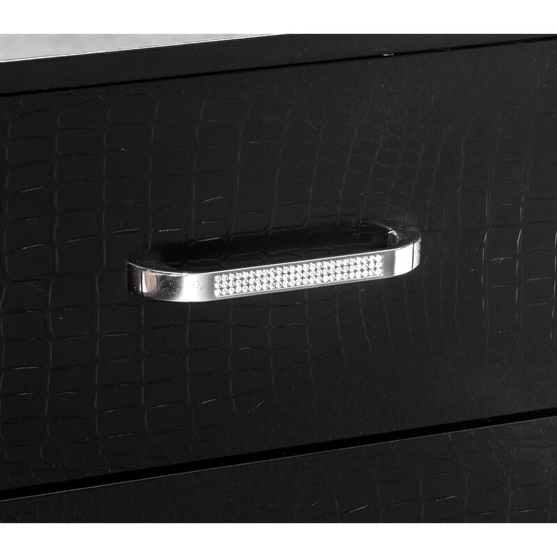 Beautiful Bedroom Furniture 1pc Nightstand With 2x Drawers Textural Panels Chrome Finish Handles Glamorous Style Wooden Furniture 8 Beautiful Bedroom Furniture 1pc Nightstand With 2x Drawers Textural Panels Chrome Finish Handles Glamorous Style Wooden Furniture - Image 6