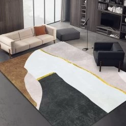 Modern Abstract Geometric Faux Cashmere Indoor Area Rug 6' X 9' Living Room Bedroom
