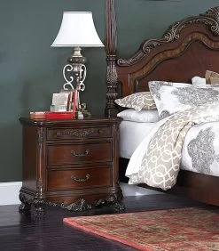 Elegant Style 1pc Nightstand Of 3x Drawers Cherry Finish With Gold Tipping Traditional Formal Bedroom Furniture 11 Elegant Style 1pc Nightstand Of 3x Drawers Cherry Finish With Gold Tipping Traditional Formal Bedroom Furniture -Bedroom Furniture Shop 6c913f7fcd754998b738231951aa19f3