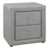 Monarch Specialties I 5604 Bedroom Accent, Nightstand, End, Side, Lamp, Storage Drawer, Bedroom, Upholstered, Linen Look, Grey, Transitional