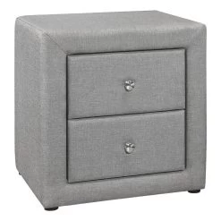 Monarch Specialties I 5604 Bedroom Accent, Nightstand, End, Side, Lamp, Storage Drawer, Bedroom, Upholstered, Linen Look, Grey, Transitional