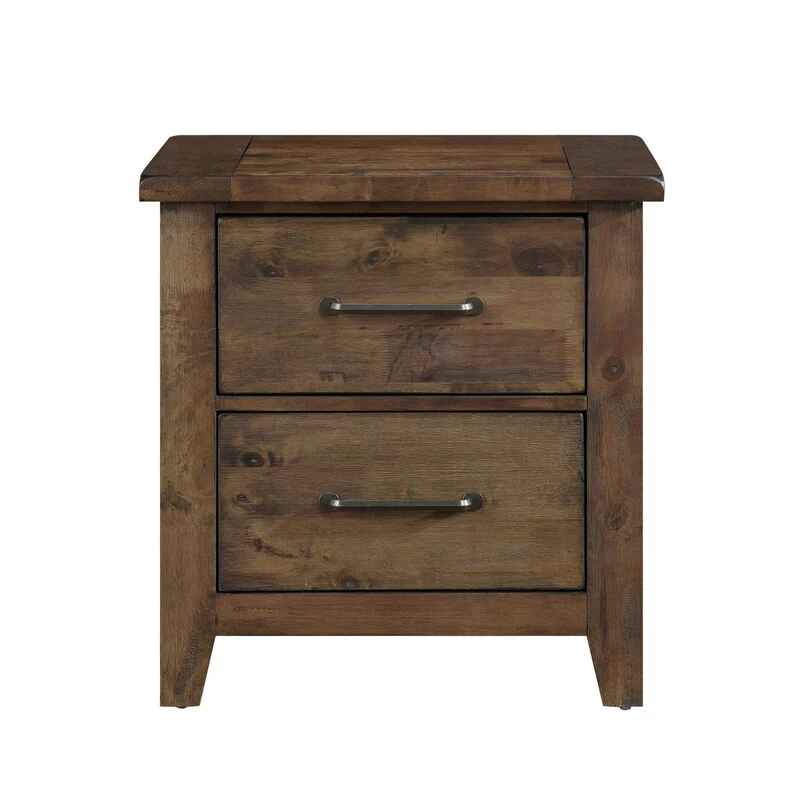 Classic Transitional Design Nightstand Burnished Finish Solid Rubberwood Bedroom Side Table Rustic Look Furniture 4 Classic Transitional Design Nightstand Burnished Finish Solid Rubberwood Bedroom Side Table Rustic Look Furniture - Image 2