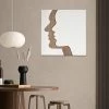 23.6" Abstract & Geometric Human Face Wall Decor Art Living Room Bedroom White & Walnut
