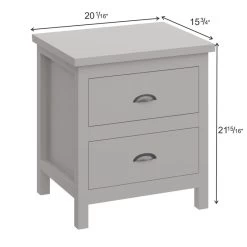 Versatile Gray 2-Drawers Nightstand, Bedside Table, End Table For Living Room Bedroom Assembled With Sturdy Solid Wood