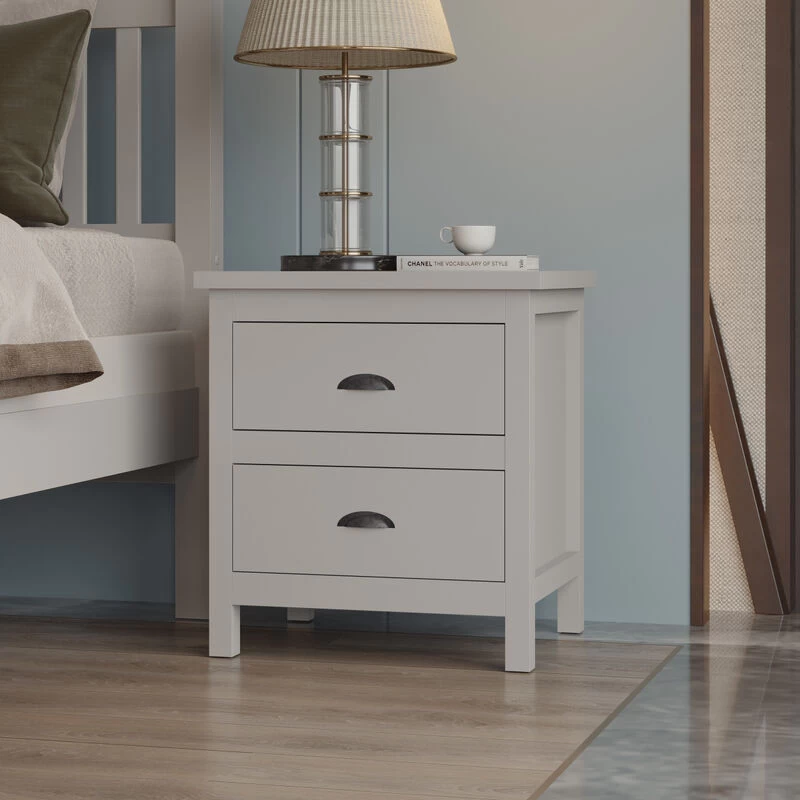 Versatile Gray 2-Drawers Nightstand, Bedside Table, End Table For Living Room Bedroom Assembled With Sturdy Solid Wood 5 Versatile Gray 2-Drawers Nightstand, Bedside Table, End Table For Living Room Bedroom Assembled With Sturdy Solid Wood - Image 3