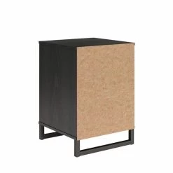 QuikFurn Modern 1-Drawer Bedroom Nightstand In Rustic Black Wood Finish With Metal Legs Black -Bedroom Furniture Shop 7e6ab7880a8647588ddb91114b3e9c71