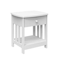 Mission Side Table, 1 Drawer Bedside Table With A Shelve Solid Wood Structure In White Paint Spray, Wooden Nightstand For Bedroom End Table For Living Room, Small Table- White -Bedroom Furniture Shop 803ffe6c8e194a8884e3095ece182d7e