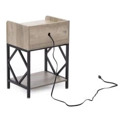 Set Of 2 Wood Nightstand, Farmhouse End Table With Charging Station, USB Ports, Cabinet, And Shelf, Sofa Bedside Table For Bedroom Living Room, Adjustable Foot Pads, Rustic Gray Gray 14 Set Of 2 Wood Nightstand, Farmhouse End Table With Charging Station, USB Ports, Cabinet, And Shelf, Sofa Bedside Table For Bedroom Living Room, Adjustable Foot Pads, Rustic Gray Gray -Bedroom Furniture Shop 80547d84f54c4e4b98da6de31e520109