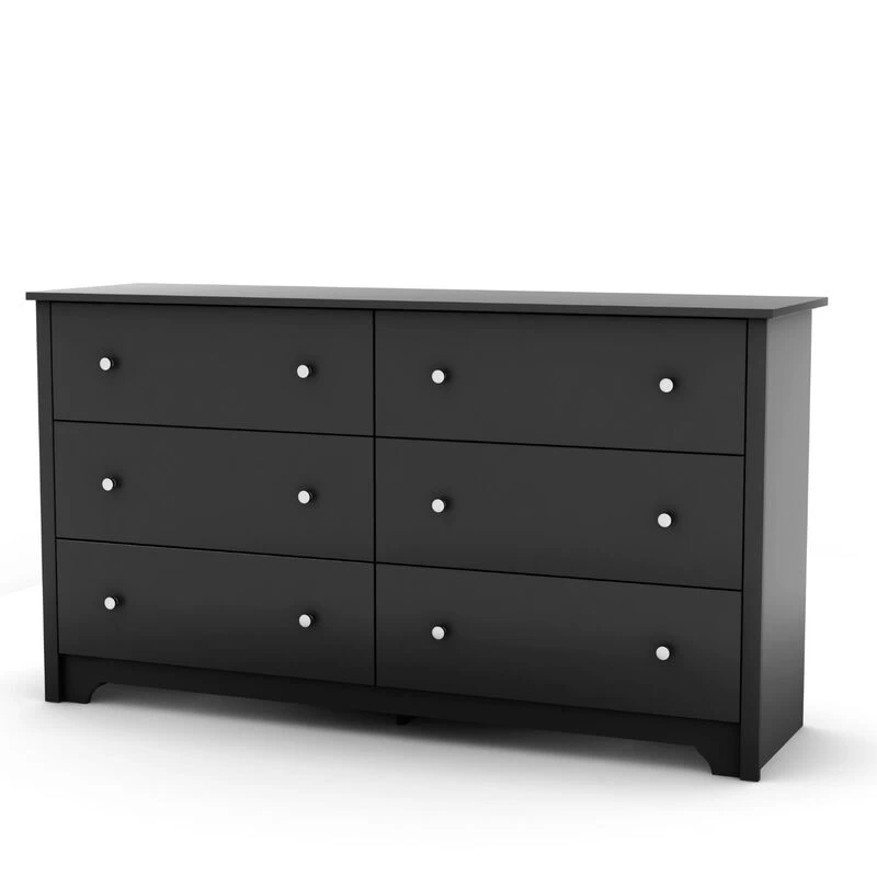 QuikFurn Black 6 Drawer Bedroom Dresser With Nickle Metal Knobs Handles Black 3 QuikFurn Black 6 Drawer Bedroom Dresser With Nickle Metal Knobs Handles Black